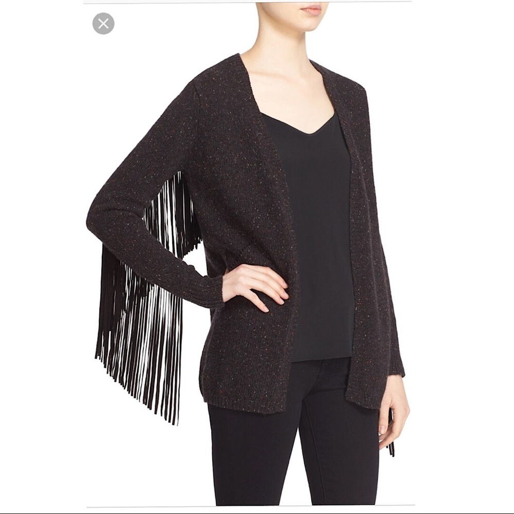 Autumn Cashmere Suede Fringe Cardigan